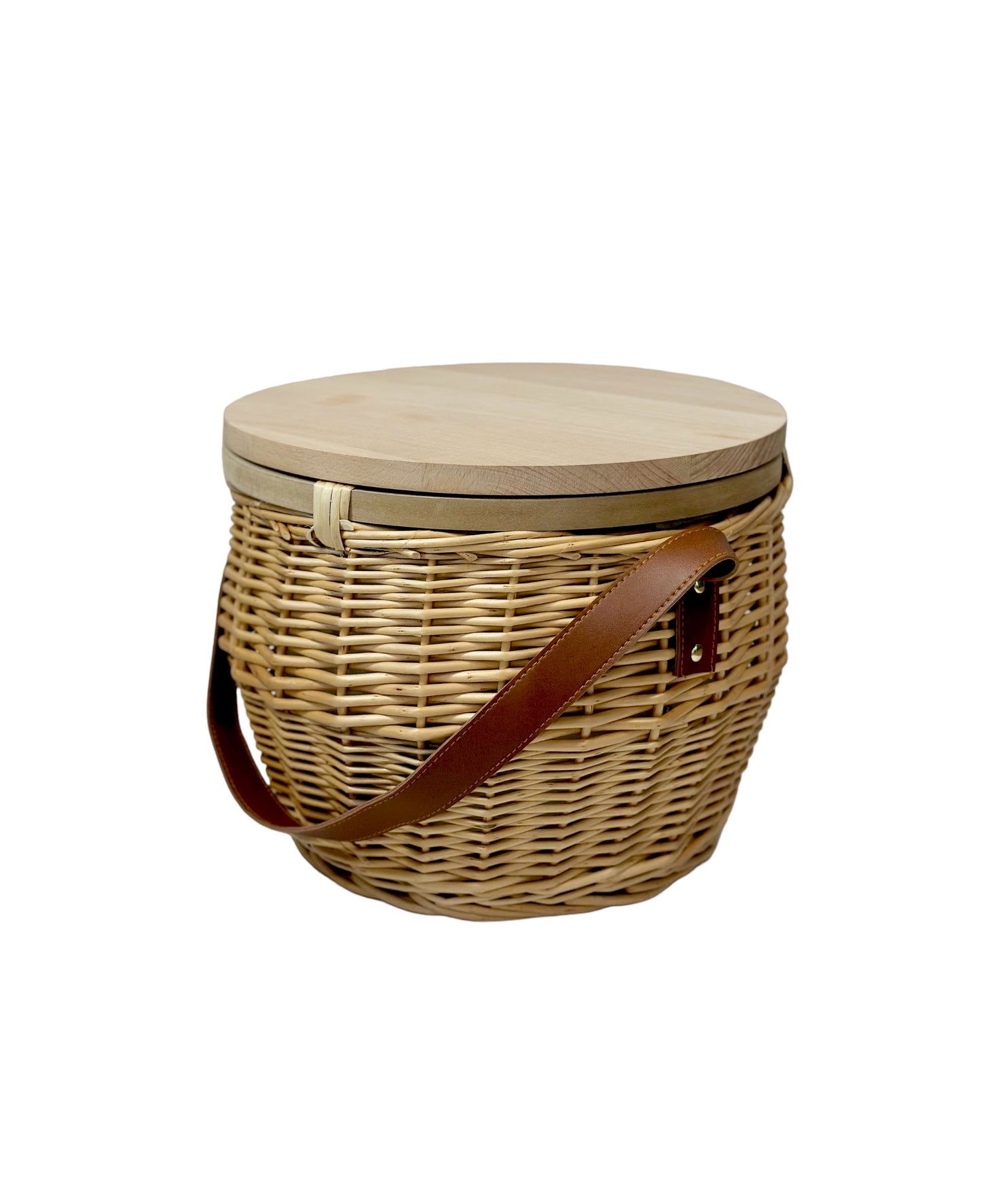 Wicker Picnic Basket with Round Lid